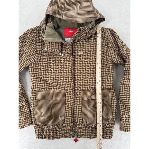FourSquare Womens Snowboard Jacket Tan Brown Houndstooth Ski Winter NWOT 10K - Picture 8 of 8